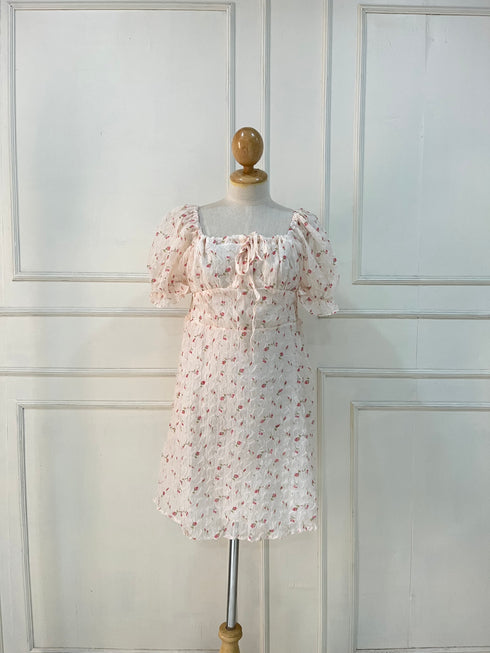 Summer Floral Puff Sleeves Mini Dress